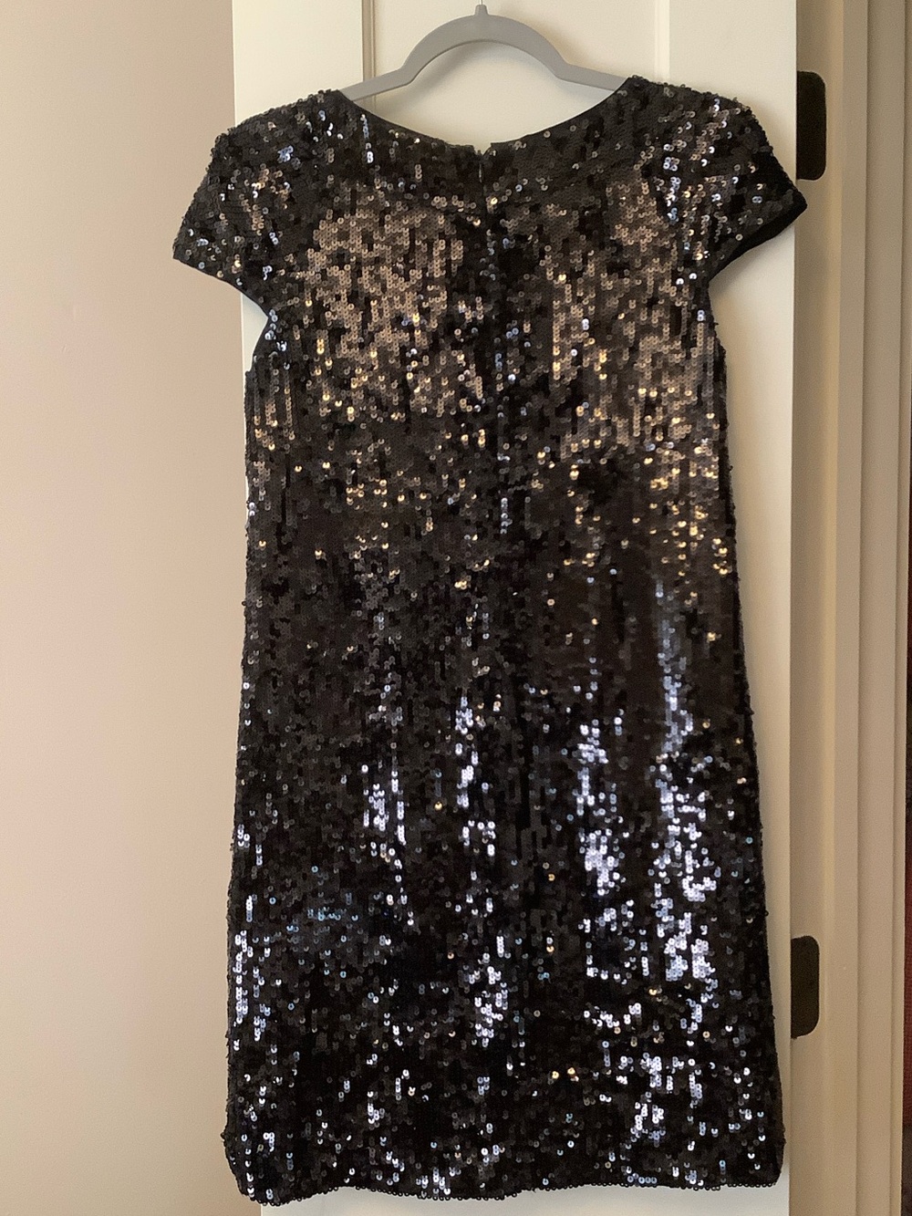 Banana Republic Black Sequin & Silk Cap-Sleeve Mini Dress - Picture 5 of 6